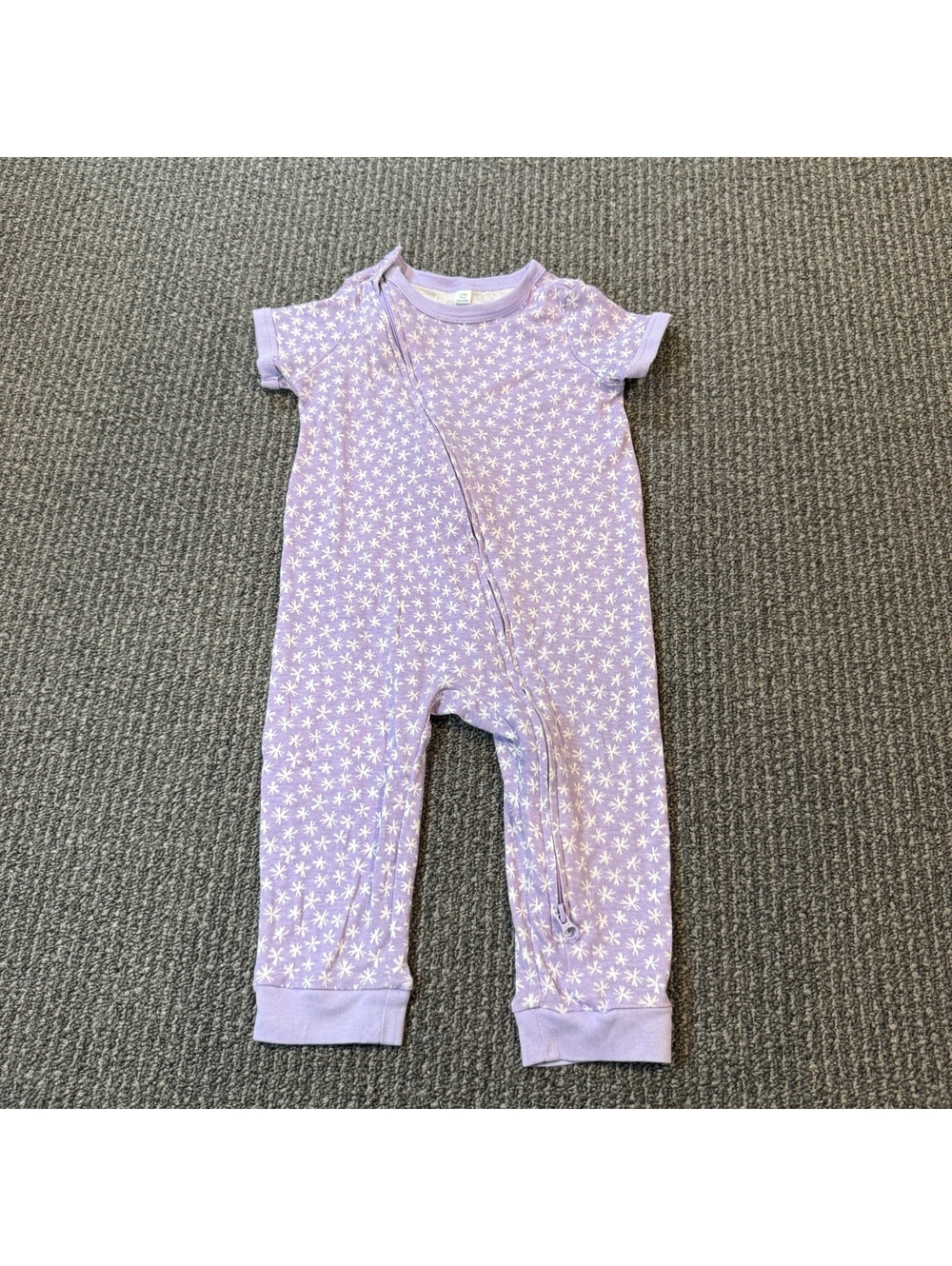 Okie Dokie Baby Girl Lavender Star Print Cotton Romper 6-9M